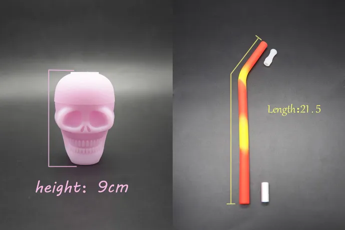 NIEUWE Lijst Handheld Skull Design Hookah Style Skulls Bubbler Unbreakable Silicone Bongs Food Grade Silica Gel Materiaal Luminous Design