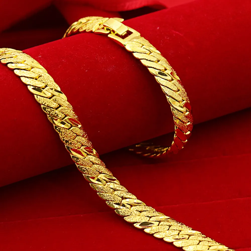 Женская мужская сеть браслетовой цепь запястья 18 тыс. Желто -золото, наполненные твердыми ювелирными украшениями, классические аксессуары 21cm9706561