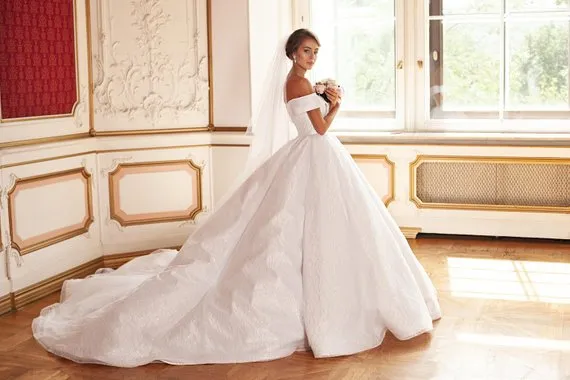 elegant off white dresses Lady Black Tie - Jillian Gown - Off White - A-line Soft Satin Off The Shoulder Dress