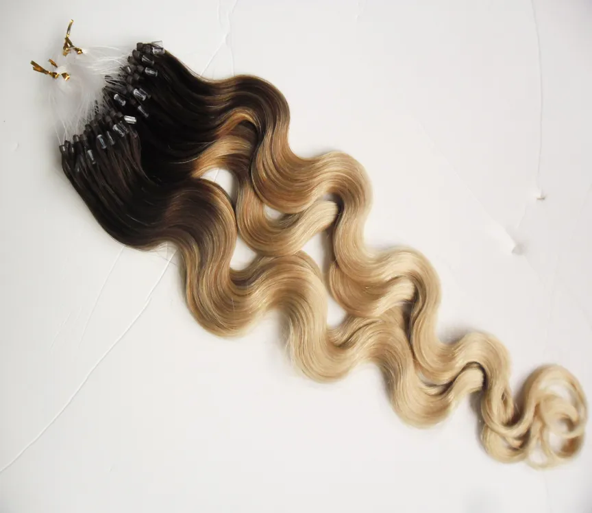 Brazilian body wave Hair micro ring 4/613 ombre micro hair extensions 100g Remy Micro Ring Beads Human Hair Extensions