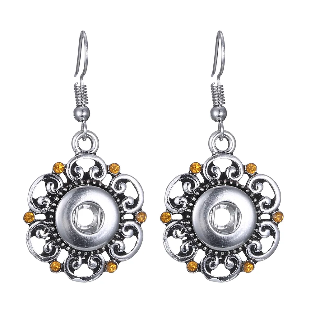 Bohème Noosa 12mm gingembre Snap boucles d'oreilles bijoux Vintage argent cristal bouton pression morceaux boucles d'oreilles goutte femmes personne cadeau