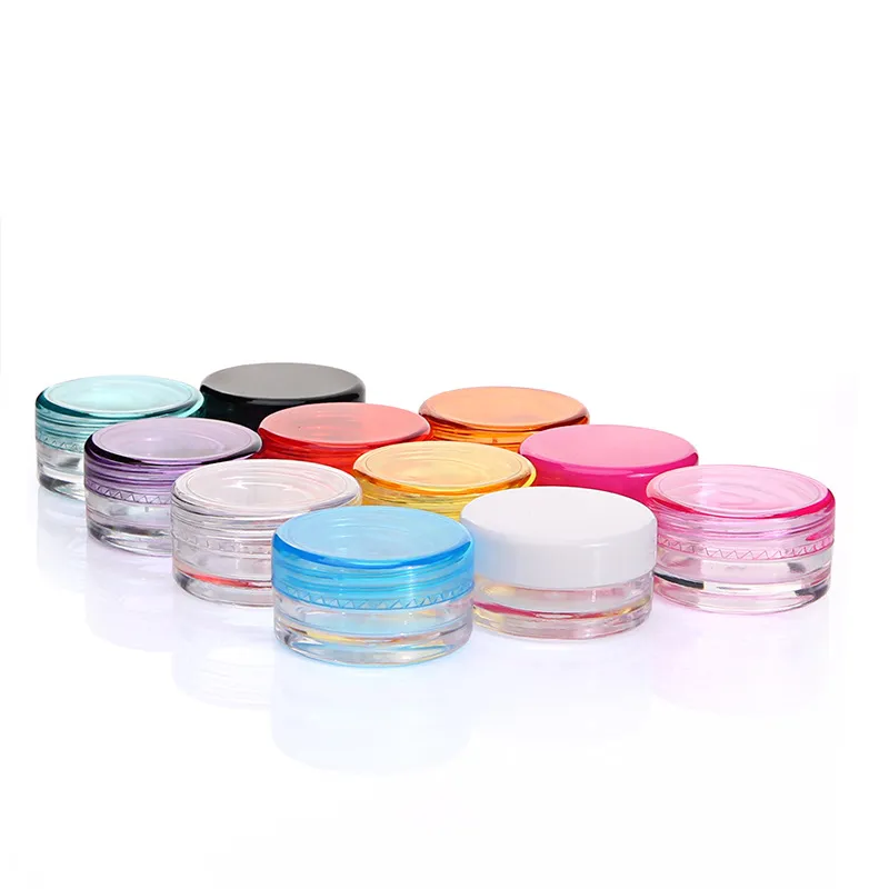 3G / 5G Kosmetisk Sifter Jars Pot Box Nail Art Kosmetisk Pärla Storage Makeup Cream Plastbehållare Runda Påfyllningsbara Flaskor LZ1891