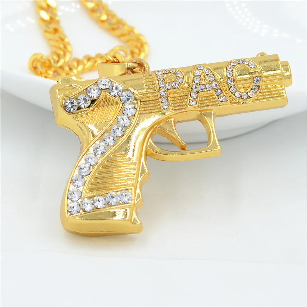 Uodesign Hip Hop Gun Ciondolo Donna Uomo Gioielli All'ingrosso kolye Collana con pistola color oro con catena Hiphop7173475