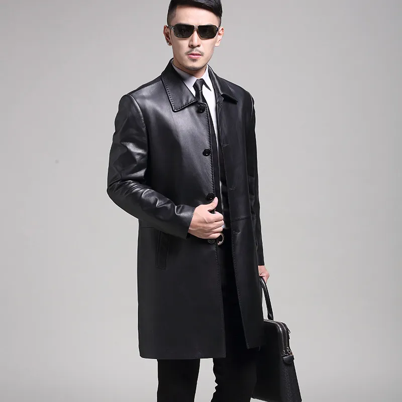 Wholesale New Arrival Men Coats 100% Sheep Skin Genuine Leather X Long ...