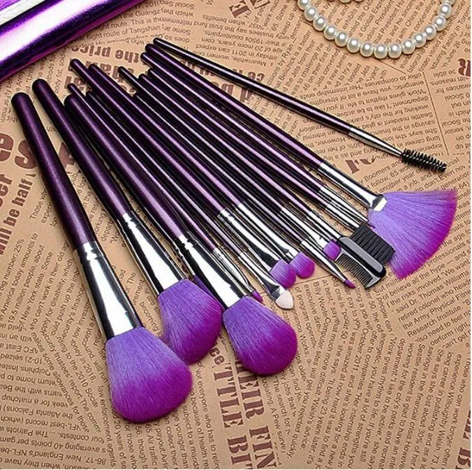 Makeup Brush Set Lila Brush Makeup Set Eye Shadow Finger Eyeliner Lip Brush Tool Innehåller kosmetisk väska