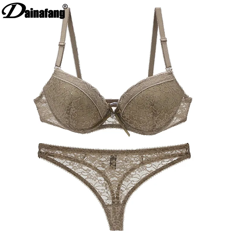 2020 Lace Drill Big Size Bra Panty For Women Plus Size Push Up Underwear  With Sexy Thong Novelty Undergarments In Sizes 34 42 BCDE CUPS253I From  Geymf, $26.24