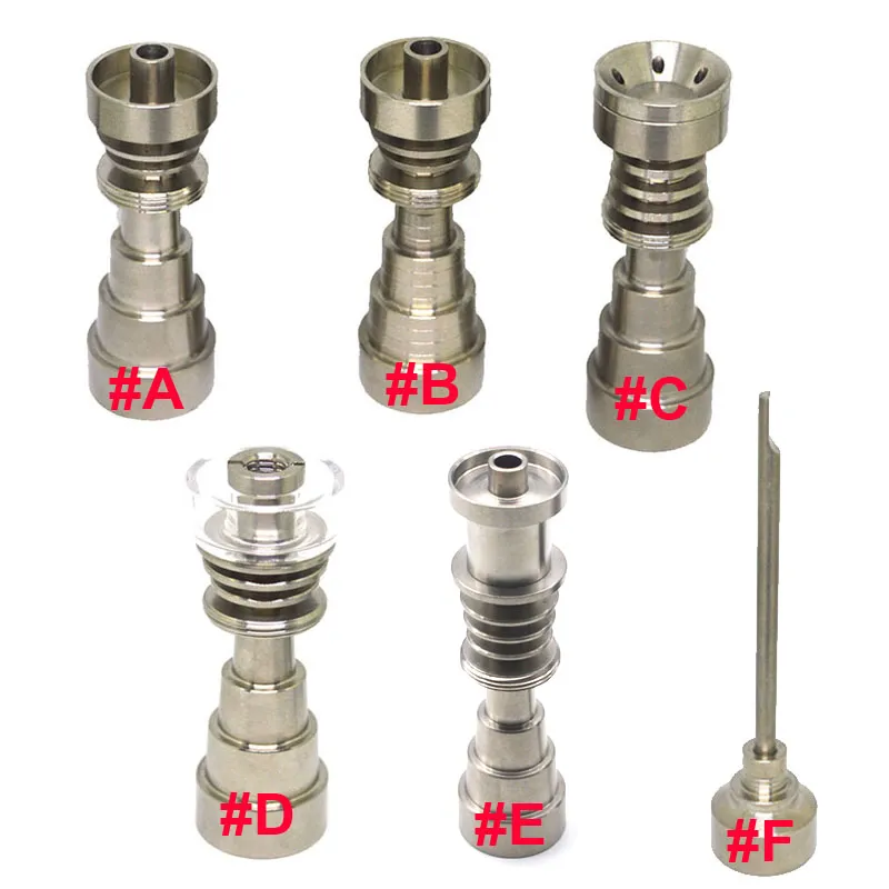 6 in 1 Chiodo di titanio Domeless titanio GR2 Chiodi giunto 10mm 14mm e 18mm Vetro bong tubo di acqua tubi di vetro Universale e Conveniente