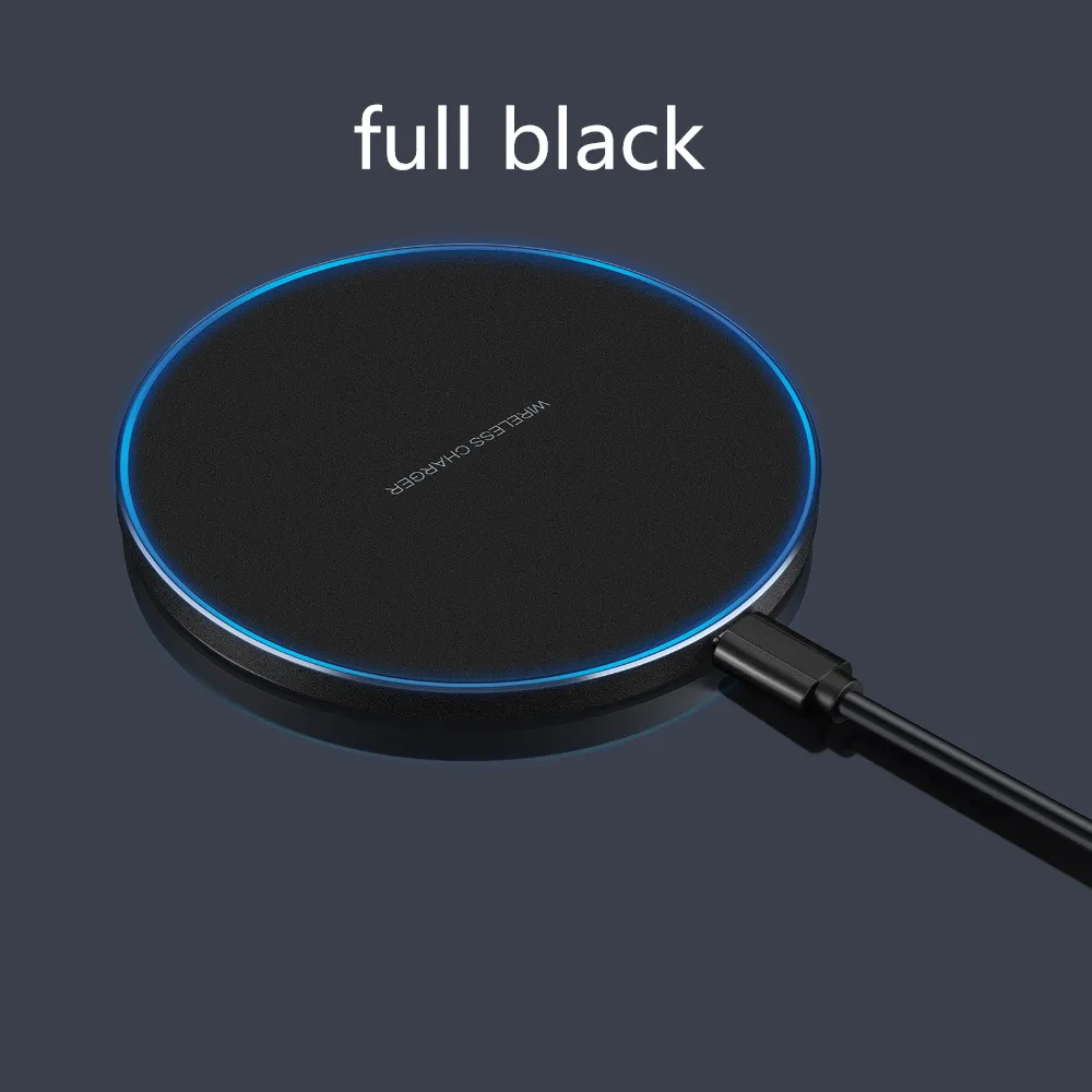 Fast Qi Wireless Charger Pad Power Ultra-tihin With Colorful Edge For iphone X 8plus Samsung S8plus 8 All Qi-abled devices With retail Box