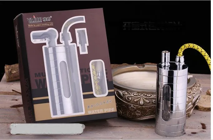 Water filtration pipe water pipe with multi metal glass pot full Aluminum Alloy hookah hookah smoking cigarette holder