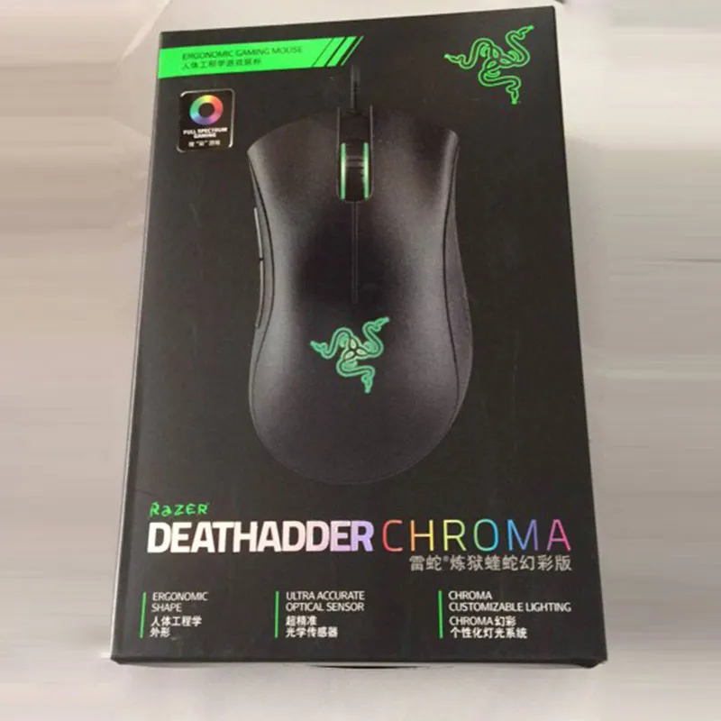 Razer Deathadder Chroma USB Wired Mouse 10000DPI Optical Optical Computer Gaming Sensor Muis Razer Deathadder Gaming Mice