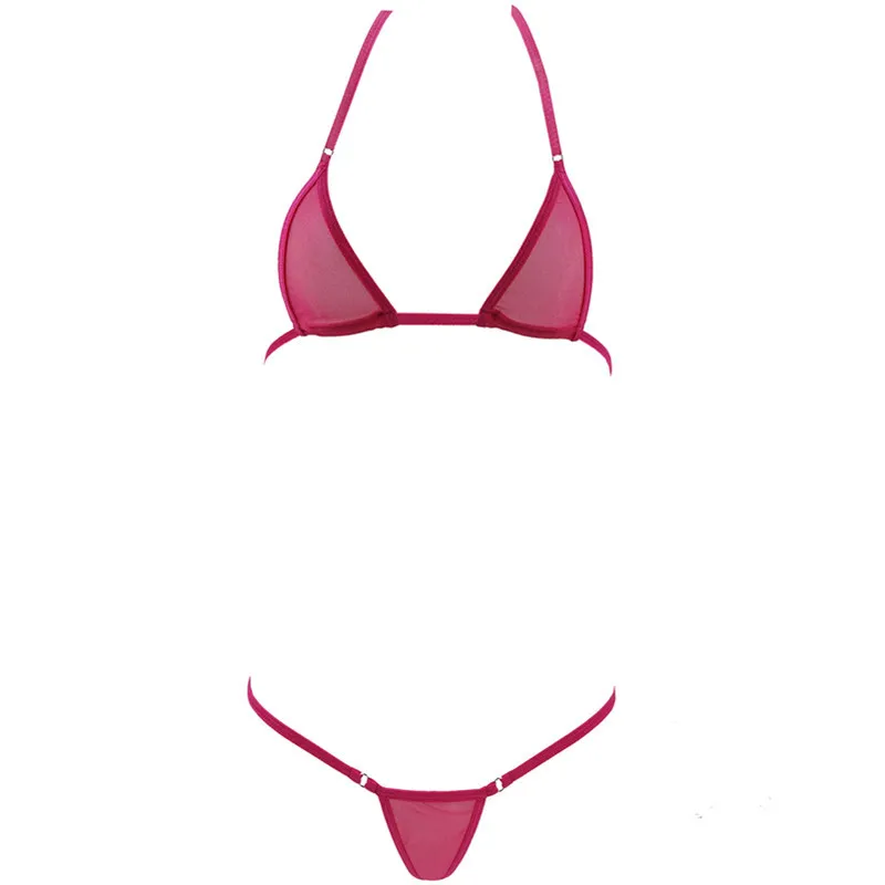 Sexy Transparent Mini Micro Bikini Set Back With Bra And G String