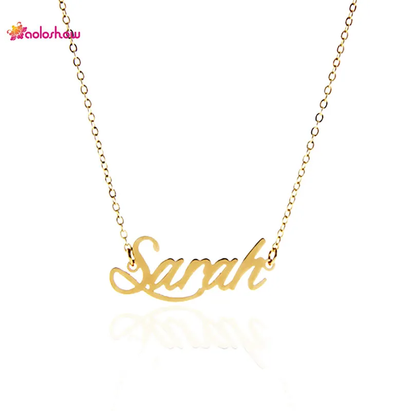 Custom name necklace Women Personalized Nameplate Necklace " Sarah " Stainless Steel Gold and Silver Customized Jewelry Necklace ,NL-2392