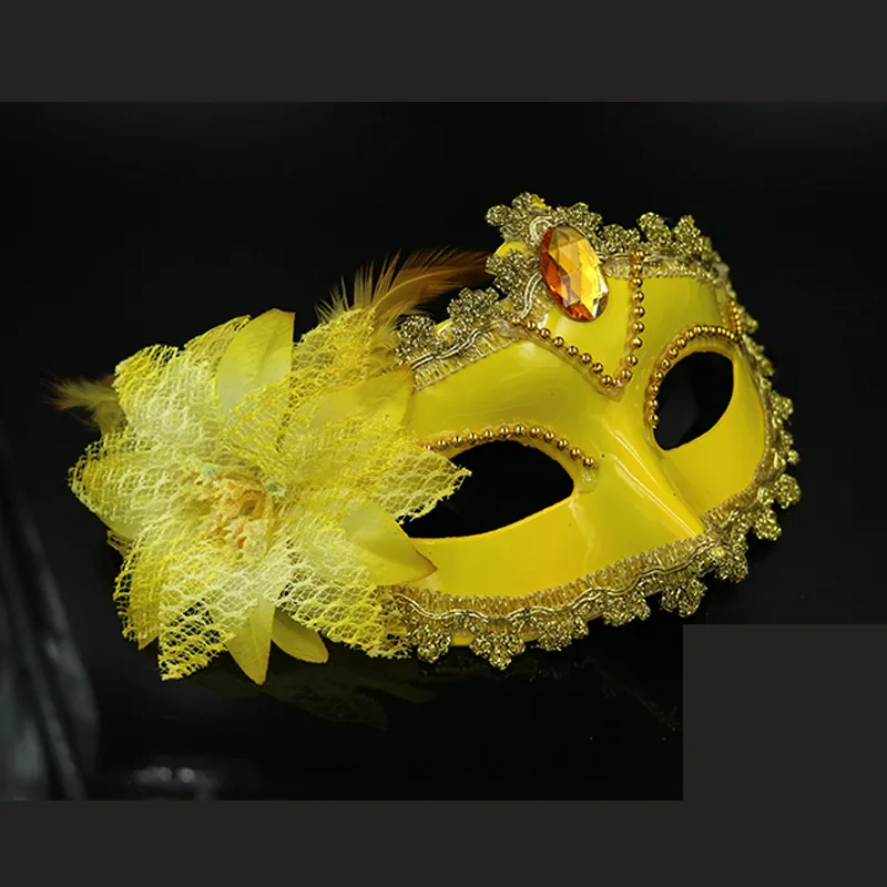 ベネチアンマスカレードマスク女性用 花の羽のデザイン、ハロウィーン