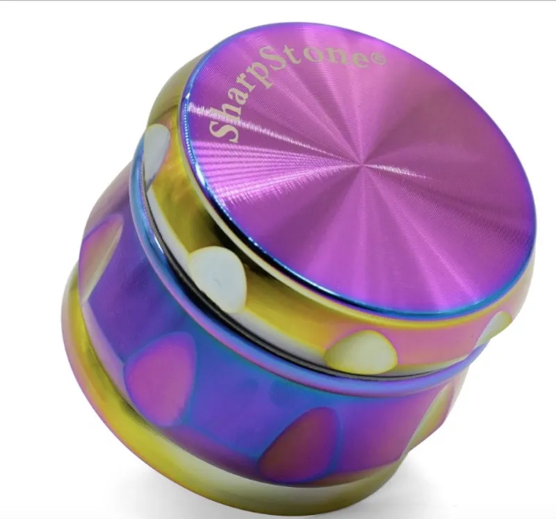 63mm Tambor De Metal Do Metal Herb Grinder Para O Tabaco 4 Peças Sharpstone Liga De Zinco Moedores De Erva Rainbow Grinder