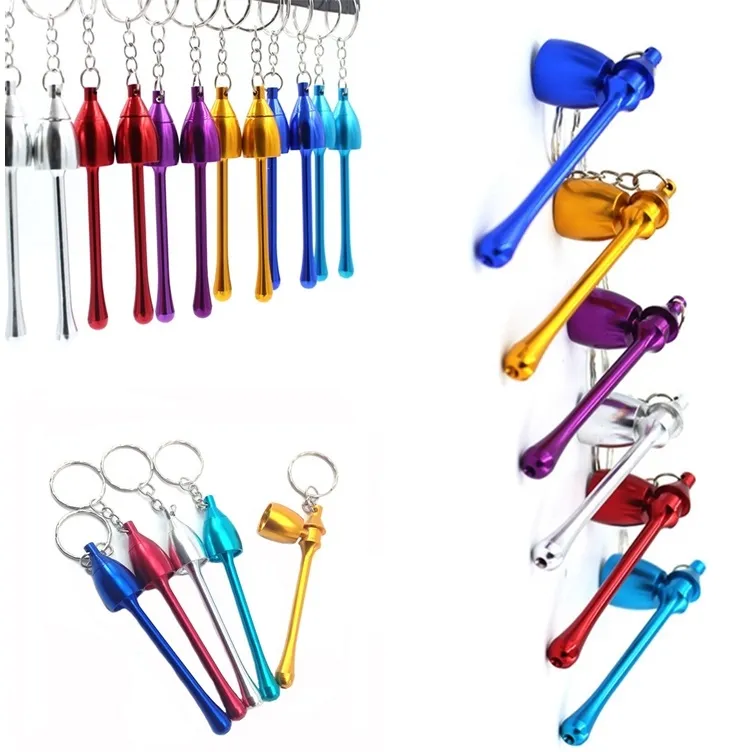 120pcs cachimbos estilos Mini Keychain Cogumelo fumadores Acessórios final da tubulação Mini alumínio Metal Keychain Fumo da tubulação presente I177