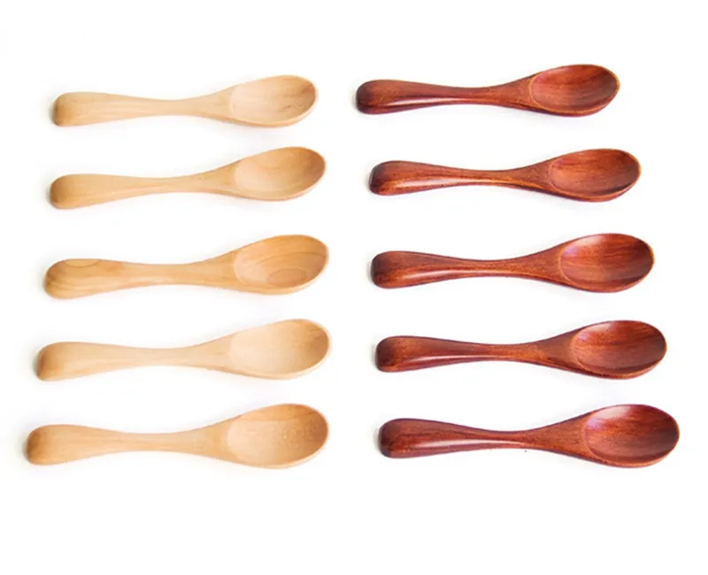 12.5*2.5cm Natural Wooden Spoon Scoop Wood Tea Honey coffee Condiment Salt Sugar Spoons