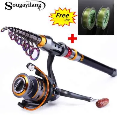 Sougayilang 1.8-3.6m Telescopic Fishing Rod and 11BB Fishing Reel Wheel Portable Travel Fishing Spinning