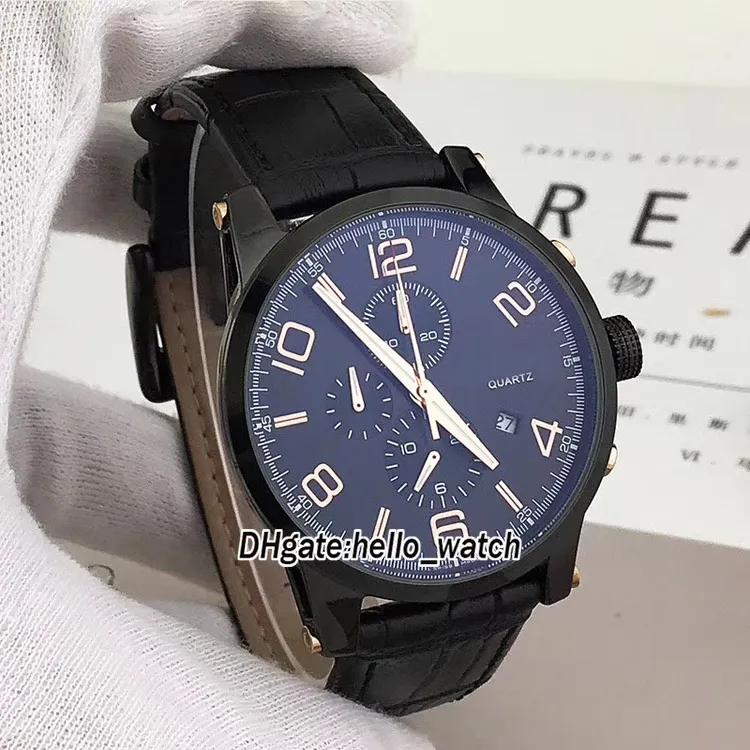 Pas cher nouvelle date U0111684 PVD noir 111684 chronographe à quartz cadran noir montre pour homme bracelet en cuir de haute qualité nouvelles montres hello_watch