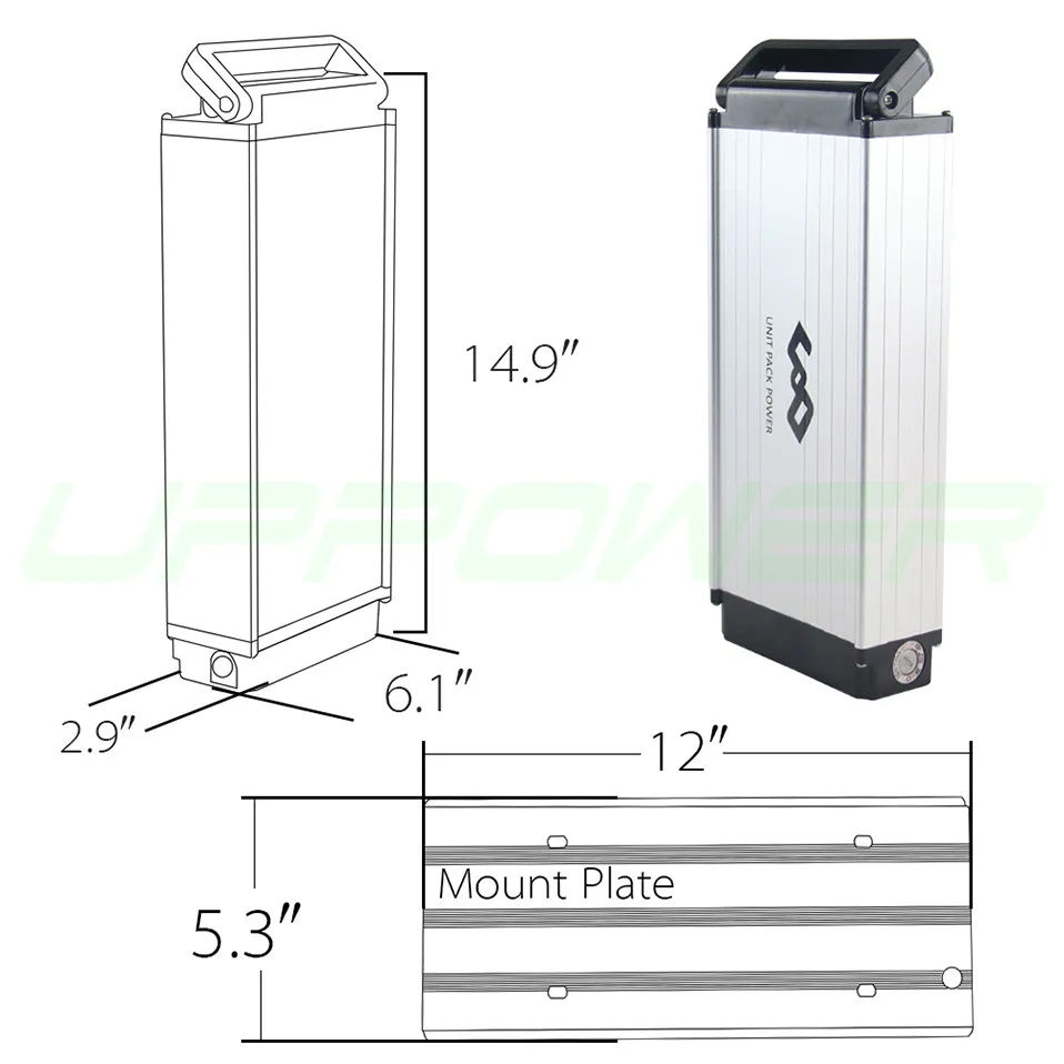 US UE Brak podatku stopu aluminium etui elektryczny rower tylny stojak bateria 48 V 10Ah bateria litowa 500 W Ebike Li-Ion Battery Pack + ładowarka