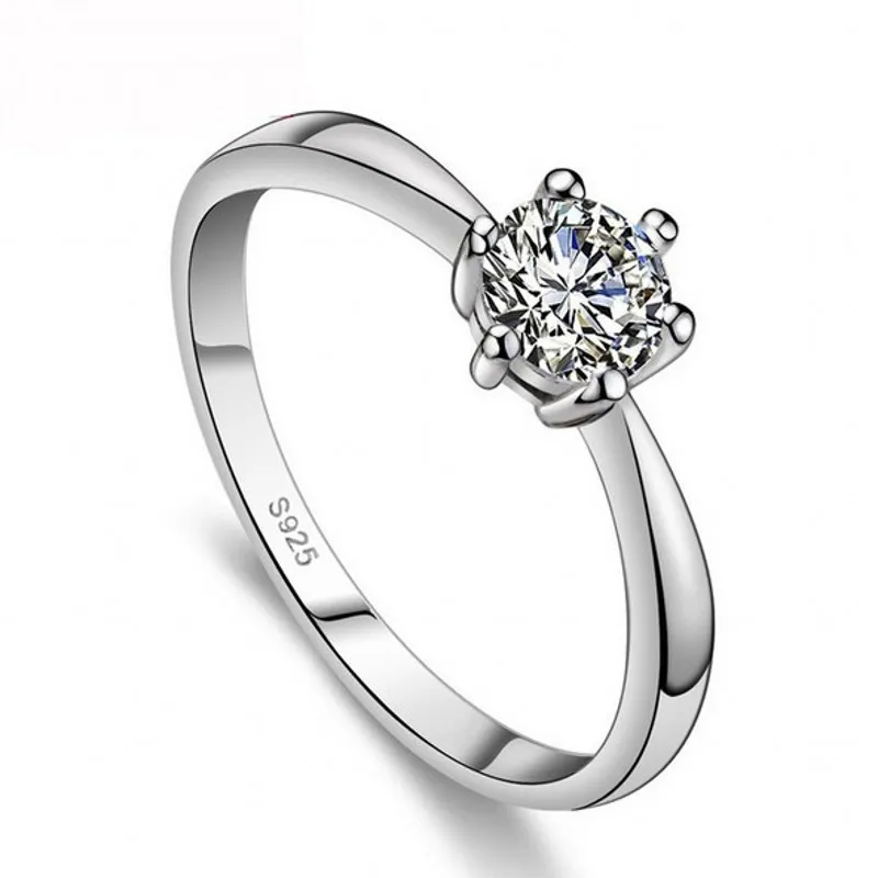 Real Fine Jewelry кольцо Женщины Обручальное 1ct Алмазные 925 серебра обручального кольца для женщин