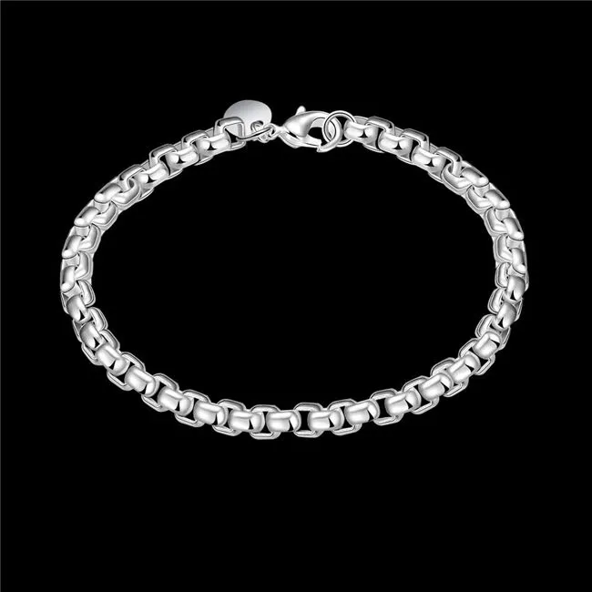 Bracciale in argento 925 di marca nuovo rotondo aggiunto di alta qualità JSPB157 Braccialetti con ciondoli placcati in argento sterling uomo e donna regalo bestia818843519393