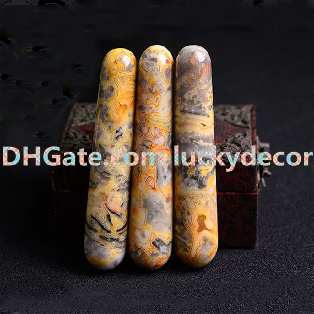 5Pcs Ocean Jasper Agate Massage Wand Stick Spiritual Reiki Healing Energy Crystal Generator Natural Ocean Jasper Mineral Specimen 110mm Long