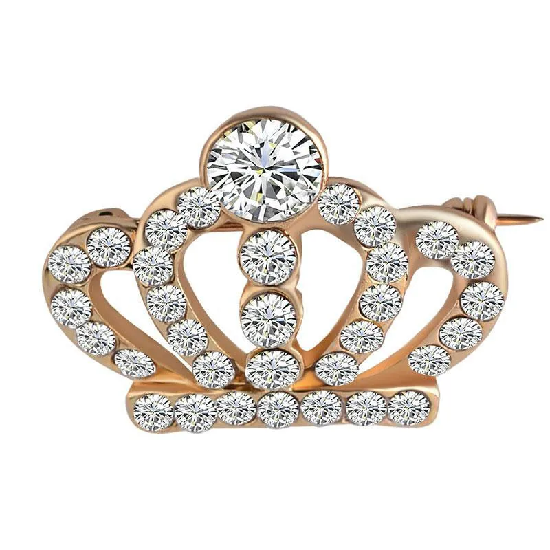 Crystal Crown Brooch Pin – Rhinestone Pearl Royal Jewelry For Men & Women