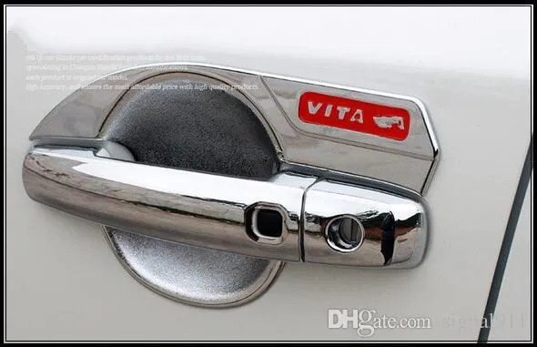 Couvercle de protection décoratif de poignée de porte en ABS chromé de haute qualité, 4 pièces + bol de protection décoratif de poignée de porte 4 pièces avec logo pour Suzuki Vitara 2016 – 2019