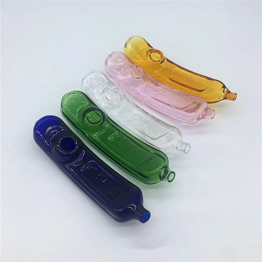 DHL Cute Funny Pickle Pipa in vetro da fumo Cetriolo piegato Tabacco inebriante Tubi a mano 5 colori pyrex cucchiaio colorato Accessori per fumatori