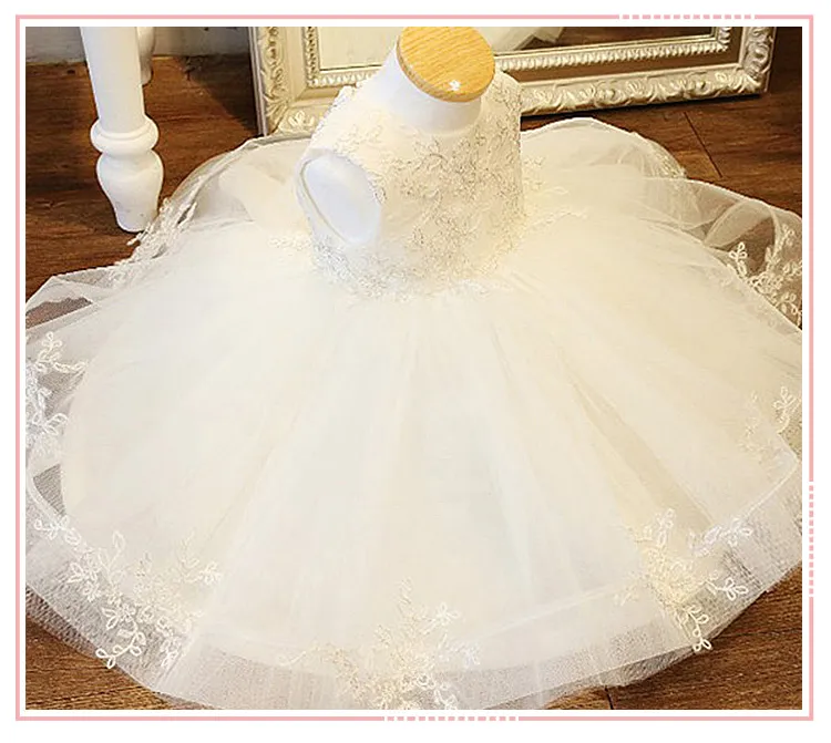 Vestidos de fiesta de boda para bebés de tul blanco Vestido de princesa  preciosa Vestido de