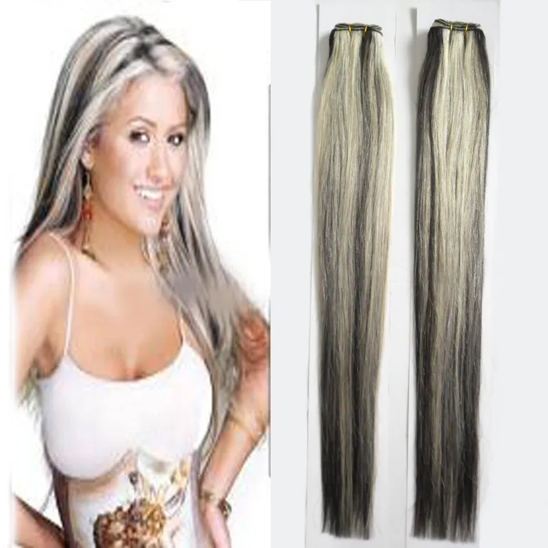 Straight Brasilian Hair Weave Bundlar 2 PC Deal Human Hair Extension P1B / 613 Remy 100% Human Hair Buntar