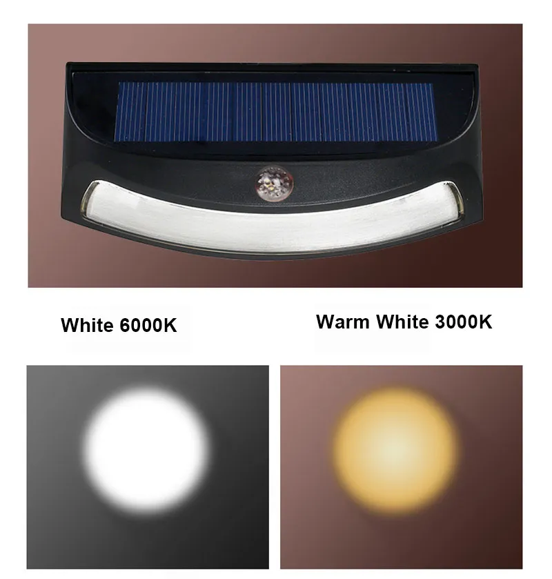 Vattentät trådlös Solar LED utomhusväggljus 8LED PIR MOTION SENSOR Auto Lighting at Night Black and Copper Abs Shell