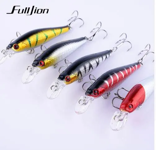 Vissen lokt Minnow Hard Wobblers Crankbait 3D-ogen vergulde plastic laser reflecterende aas winter vissen lokken Tools