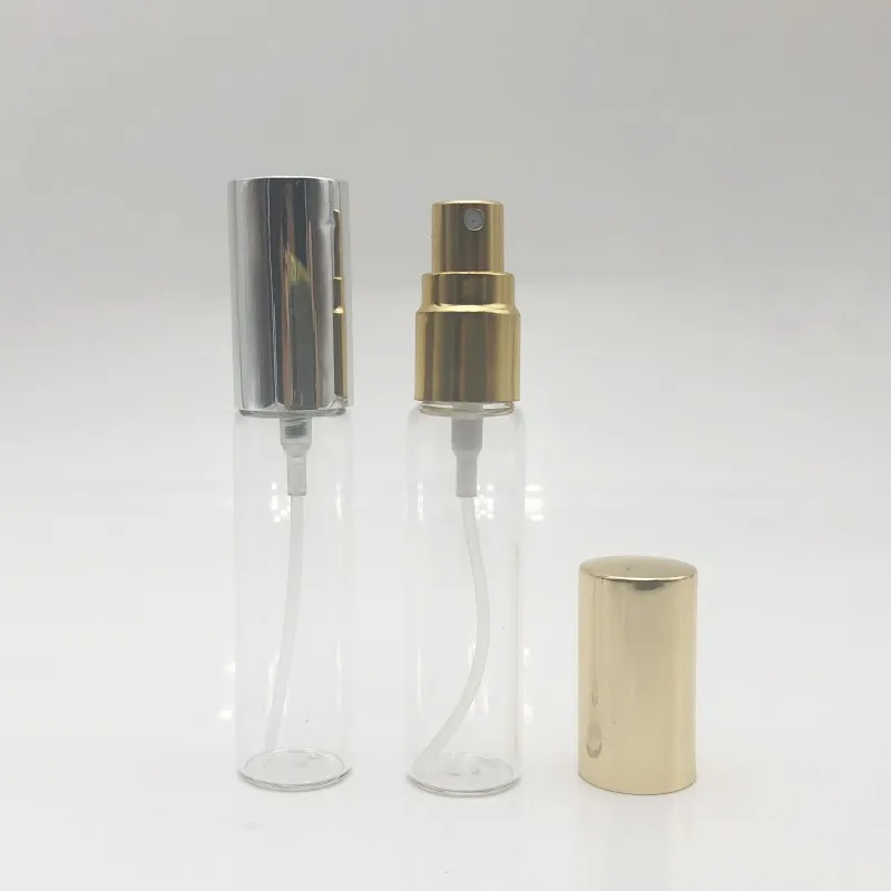 10mlmini Clear Glass Parfym Spray Bottle Travel Refillable Tom Kosmetisk Vatten Atomizer Flaskor Glas Sprayer Pump Flaskor Guld / Silver