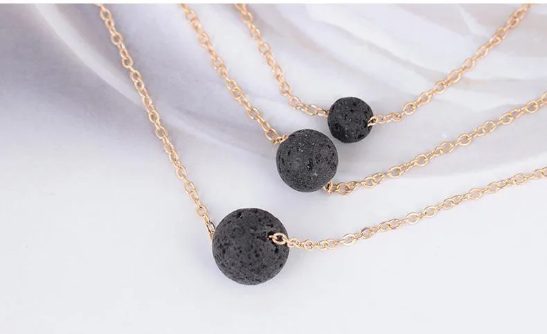 Мода многослойные черный лавовый камень кулон ожерелье ароматерапия эфирное масло диффузор Ожерелье для женщин партии свадебные украшения подарок