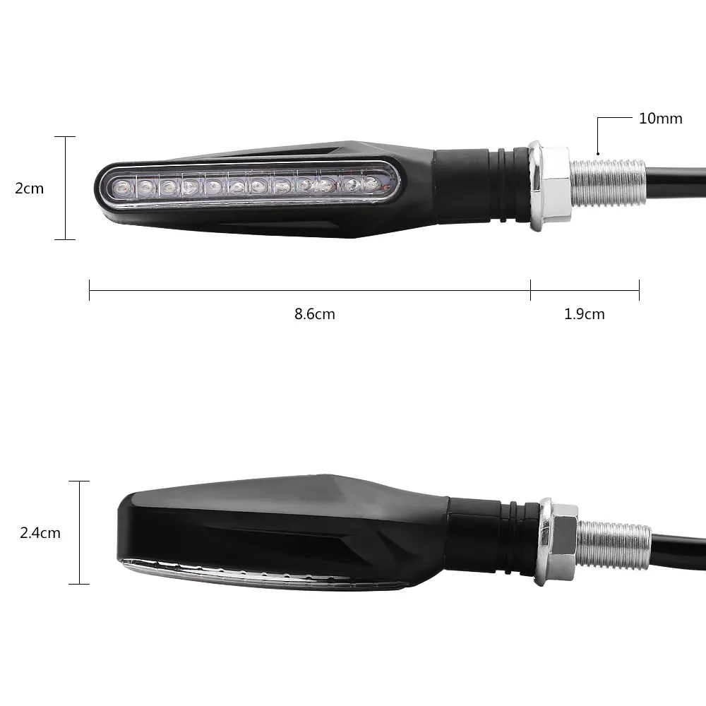 Pampsee 2 قطعة دراجة نارية بدوره مصباح إشارة مرنة 12 LED إشارات الانعطاف مؤشرات العالمي الوامض فلاشات MSX125