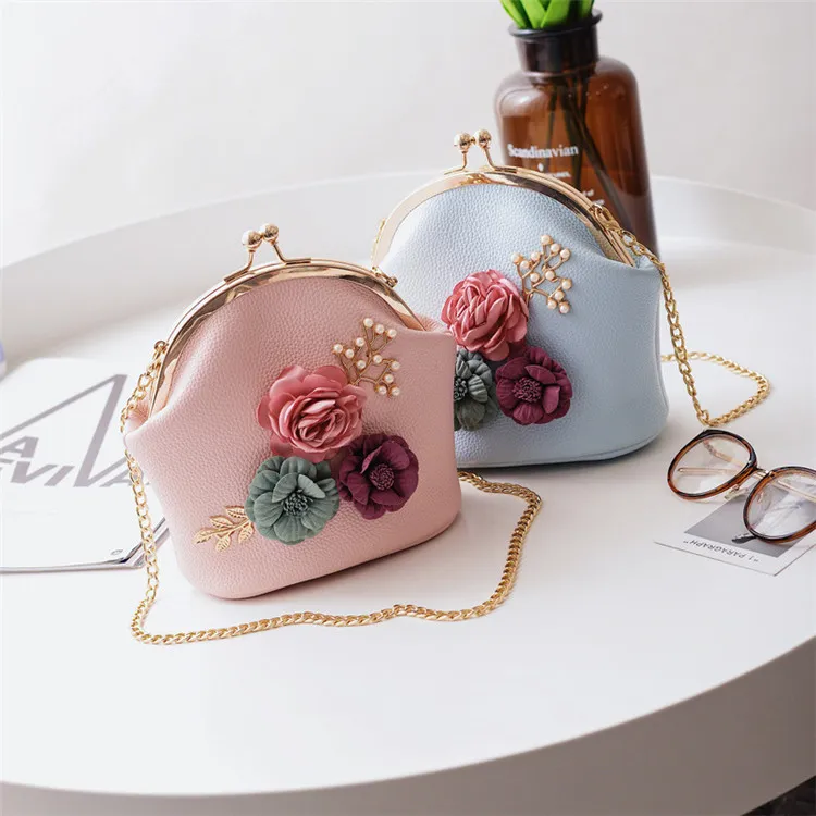 Kids Handbag Newest Korean Fashion Floral Cross-body Bag Baby Girls Candies Messenger Bags Coin Purses Teenager Shopping Travel Bags 5Colors