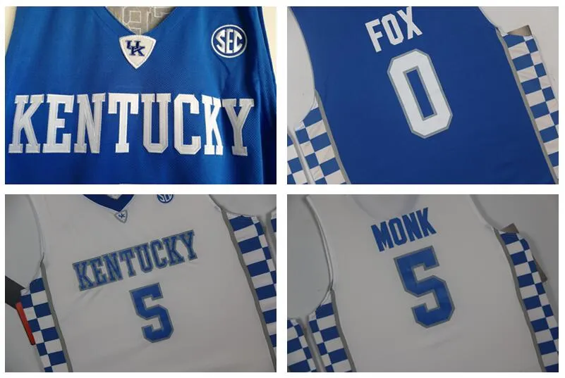 Kentucky Wildcats Jersey College Basketball Devin Booker John Wall Anthony Davis Karl-Anthony Towns DeMarcus Cousins Malik Monk Fox Blue Men