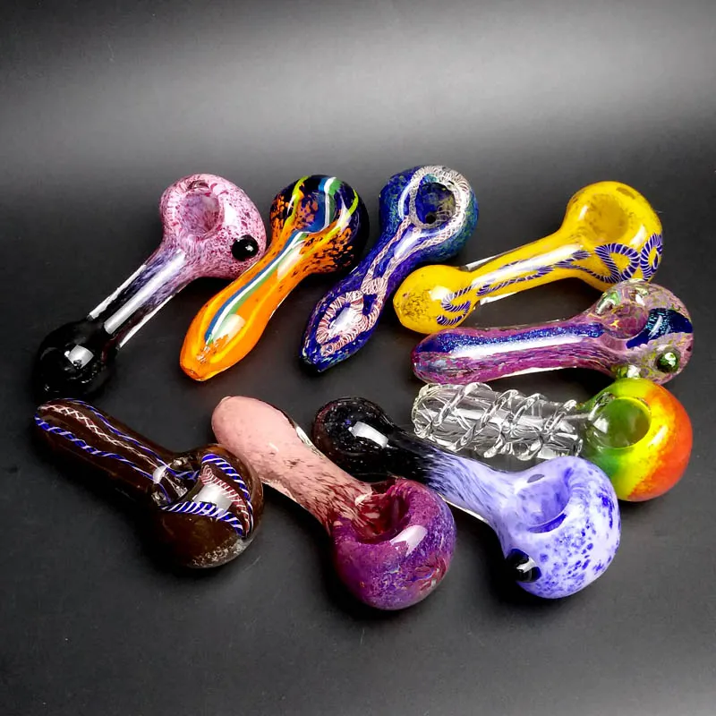 Glass Pipes Smoking Hand-blown Beautifully Handcrafted Smoking Pipes Colorful Pipe Herb Windmill Lollipop Color Spoon Hand Pipe Best quality