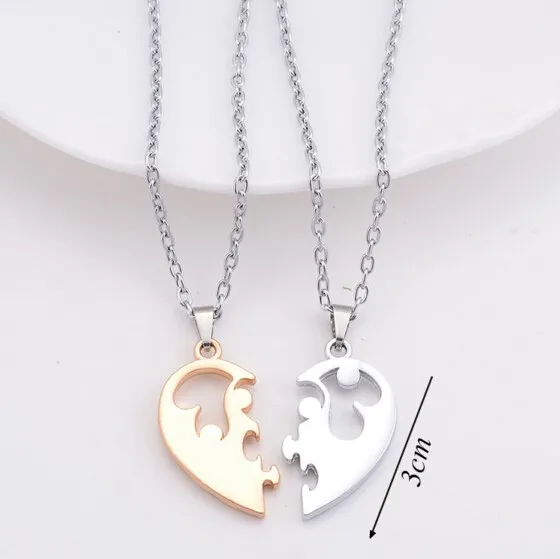 Engrave Heart Crystal Pendant Necklace Letter Matching CZ Couple Lovers Necklaces Women Men Chain Elegant Love Jewelry 