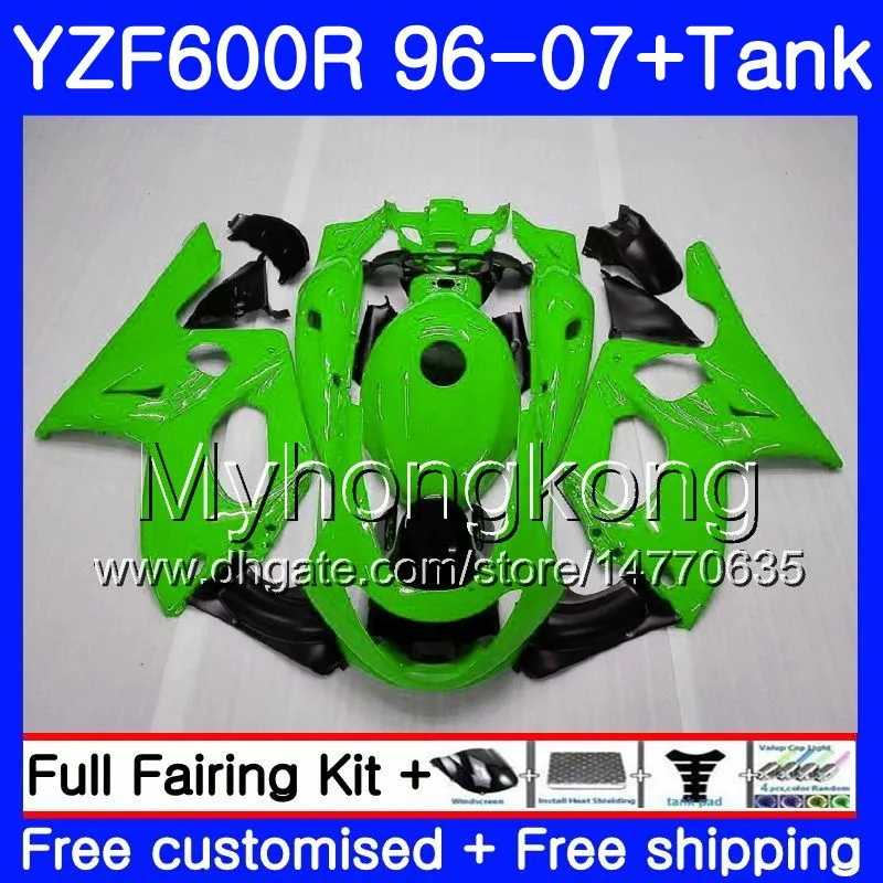 Kropp + Tank för Yamaha Thundercat YZF600R 96 97 98 99 00 01 229HM.3 YZF-600R YZF 600R Glans Green Hot 1996 1997 1998 1999 2000 2001 Fairing