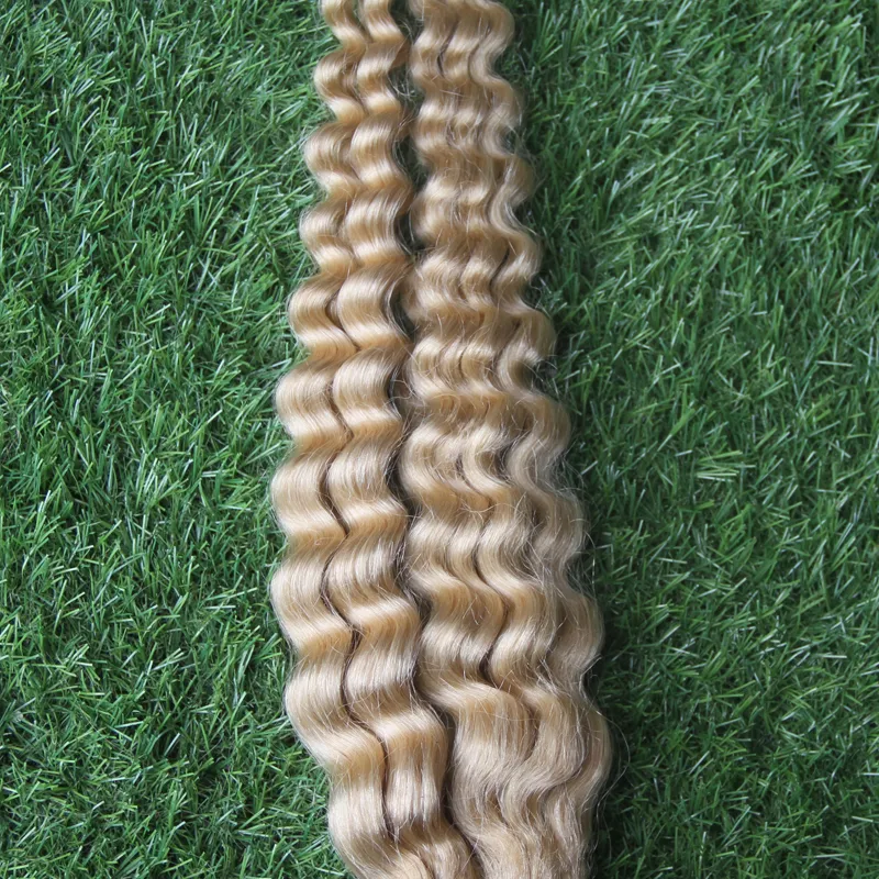 100G #60 Платиновая блондинка Бразилия Джерри Керл Человеческий Плетенный Плепеля Удлинения Нет Утолока 1 ПК 10-26 дюймов человеческие волосы.
