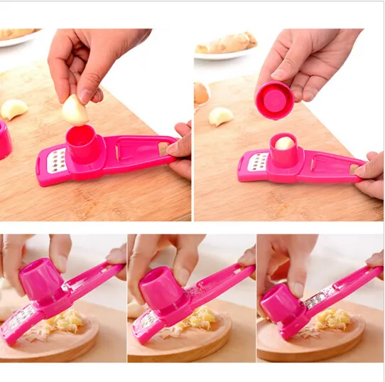 Colorful Stainless Steel Garlic Press Multi-functional Grinding Garlic Mini Ginger Grinding Grater Planer Slicer Cutter Slicer 