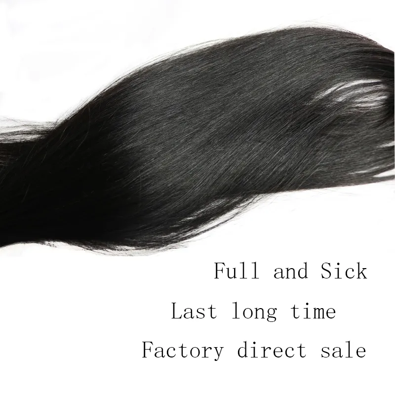 工場直販ブラジルのバージンヘアバンドルストレート28 30 32 36 38 40インチの長さ100％未処理の人間の毛髪伸び皮