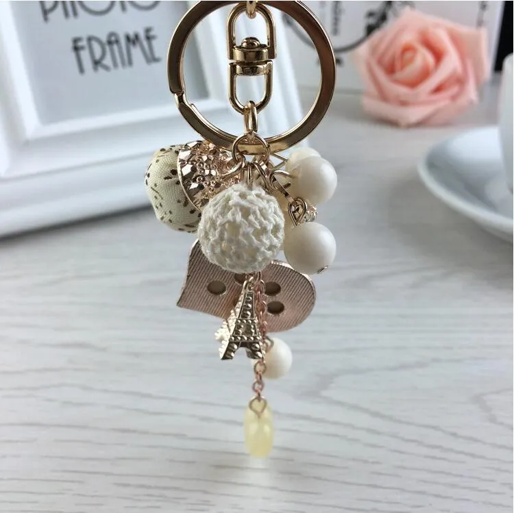 Creative heart-shaped key ring with crystal metal key chain couple gifts bag fashion accessories car pendant