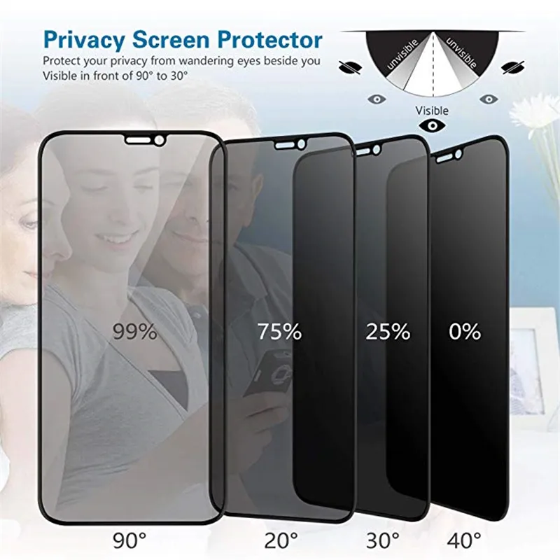 Vollkleber Privacy Screen Protector Film Tempered Glas Anti-Spy 9H Härte für iPhone 15 14 Pro Max 14pro 13 13pro 12 Mini 11 xs xr x 8 7 6 Plus Factory Sales