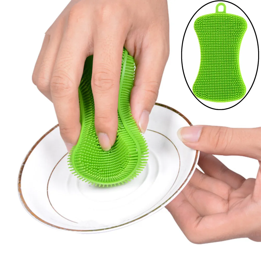 Nouvelle Arrivée Multifonction Silicone Plat Bol Brosse De Nettoyage Silicone Tampon À Récurer silicone plat éponge Cuisine Pan Nettoyeur Facile De Nettoyage