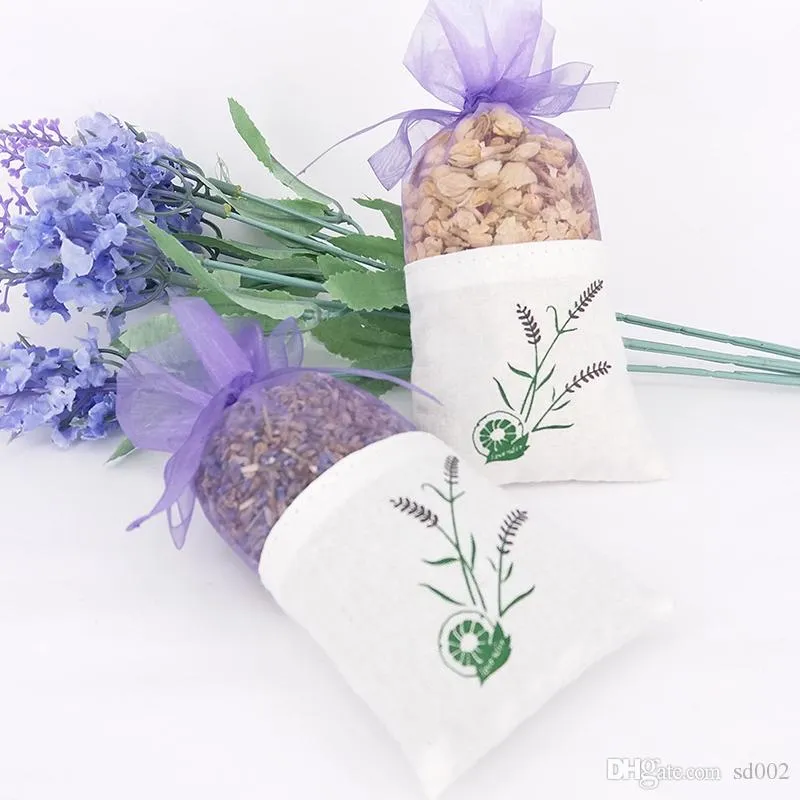 Faça você mesmo Bolsa de embalagem de flores secas artesanais para decoração de carro com pingente de algodão organza lavanda sachê 0 89xs ff