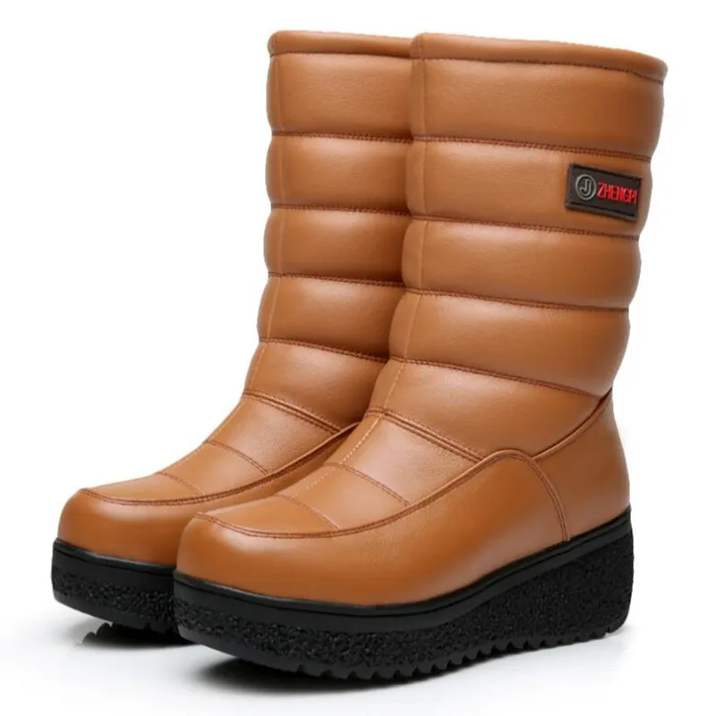 2018 Winter Snow Boots Non slip Leather Boots for Women Black White Brown
