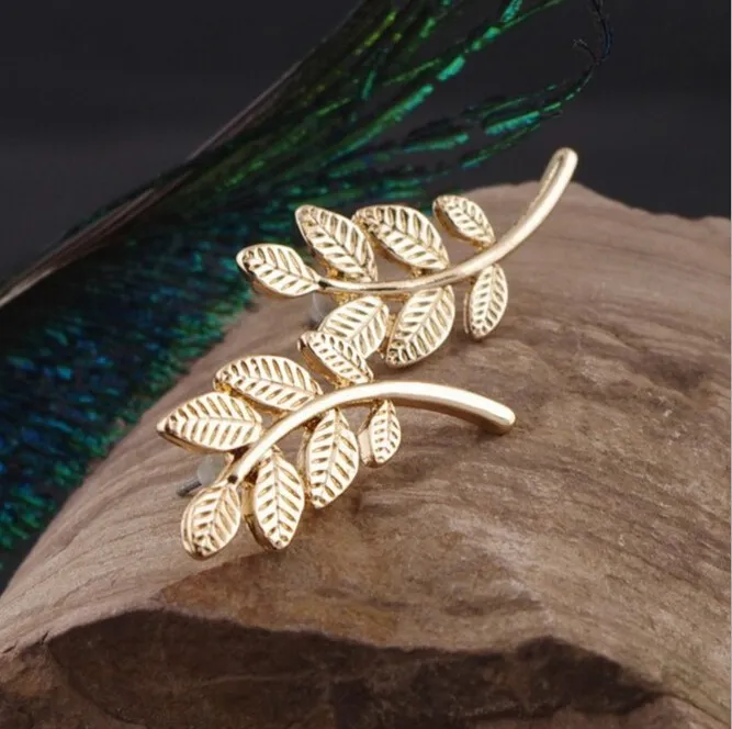 2021 Elegant Leaves Stud Earrings Zinc Alloy Ear Clip Studs Earring Fashion Jewelry for Women Antique nice Price